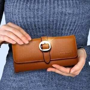 KARIA Women's Long Wallet Tan Card Holder High Quality Great for to Gift NEW